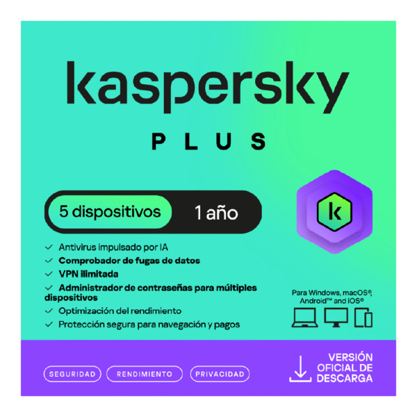 Kaspersky Plus 5 Dispositivo 12 Meses