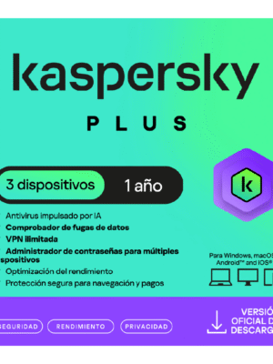 Kaspersky Plus 3 Dispositivo 12 Meses