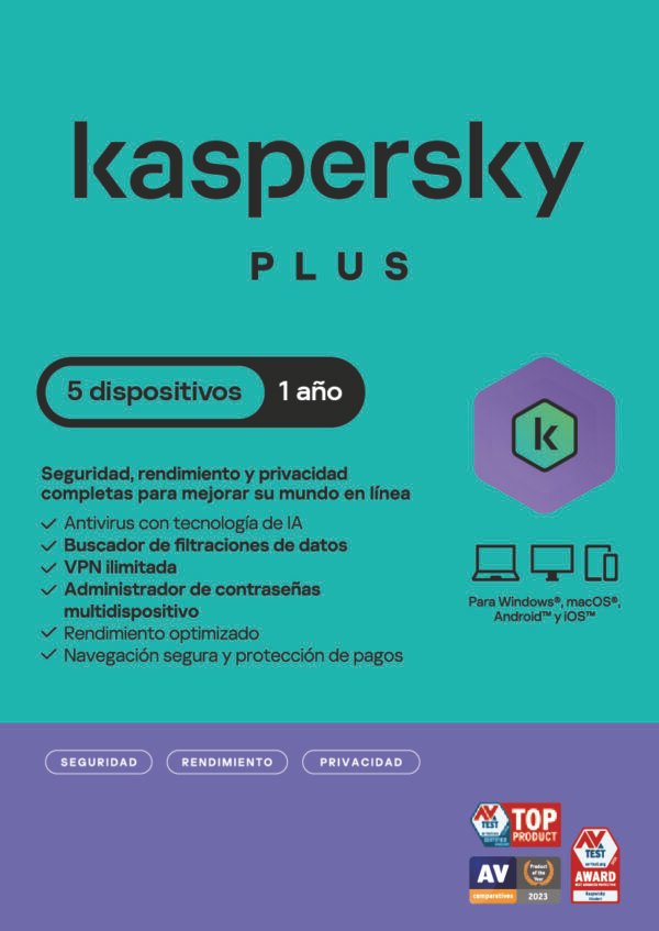 Kaspersky Plus 5 Dispositivo 12 Meses