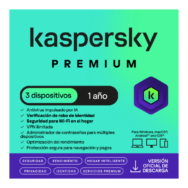 Kaspersky Premium 3 Dispositivos 12 Meses