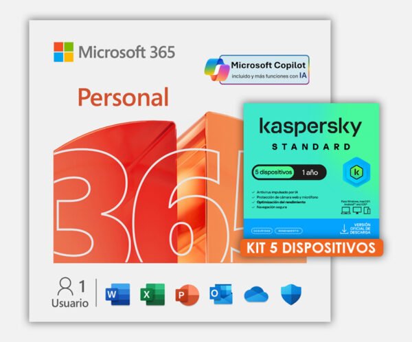 Microsoft 365 Personal Suscripcion 12 Meses + Kaspersky Standard 5 Dispositivos