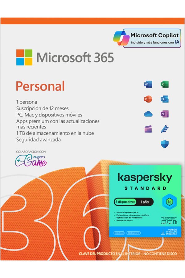 Microsoft 365 Personal Suscripcion 12 Meses + Kaspersky Standard 5 Dispositivos