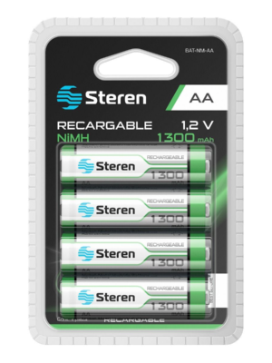 Steren Paquete De 4 Pilas Recargables Aa Nimh 1300 Mah
