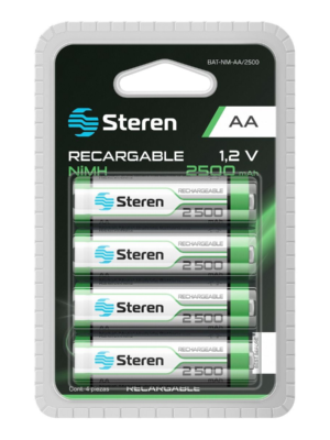 Steren Paquete De 4 Pilas Recargables Aa Nimh 2500 Mah