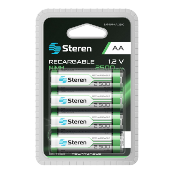 Steren Paquete De 4 Pilas Recargables Aa Nimh 2500 Mah