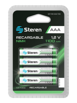 Steren Paquete De 4 Pilas Recargables Aaa Nimh 1100 Mah