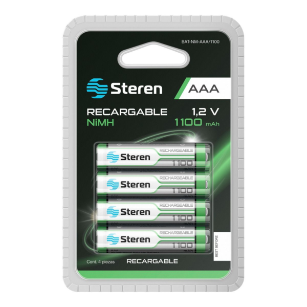 aaa 1100 Steren Paquete De 4 Pilas Recargables Aaa Nimh 1100 Mah