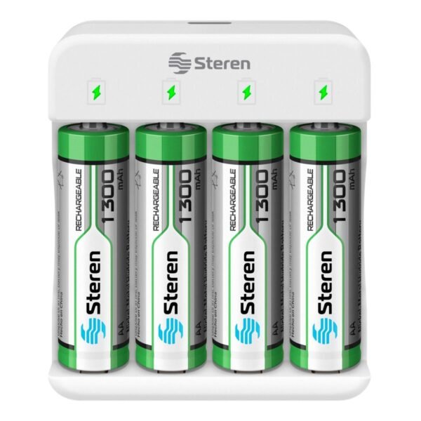 cargador-inteligente-de-pilas-aa-y-aaa-incluye-4-pilas-aa Steren Cargador inteligente de pilas “AA” y “AAA” con 4 pilas AA - Tipo C